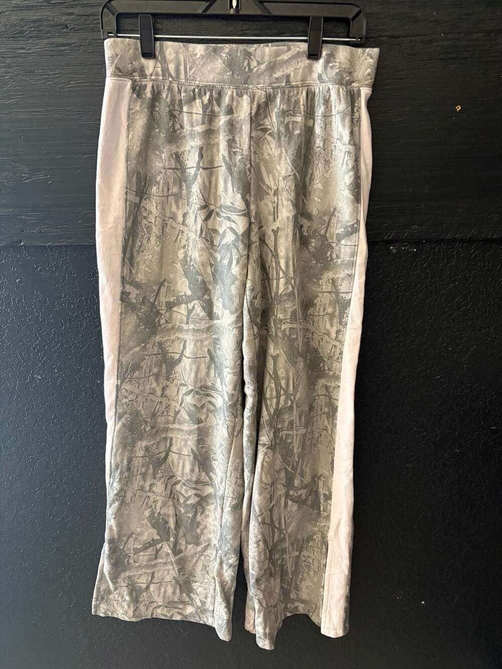 Grayson Threads Gray Camouflage Tree Branch Print Sweatpants with White Side Str